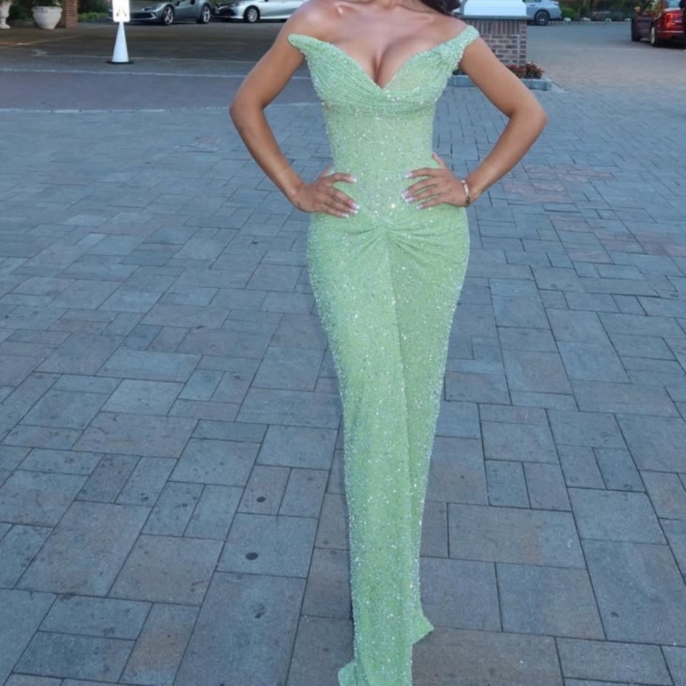 Donika Loci Strapless Green Evening Gown